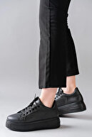 کفش کتانی زنانه زیره بلند Luke Lace-up - مشکی-thumb