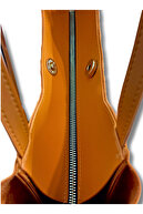 کیف دستی و سرشانه نارنجی زنانه با زیپ و بسته شدن محکم-thumb