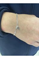 925 STERLING SILVER PLAYS LETTER دستبند Figaro-thumb