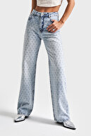 جین برفی زنانه رنگ Doris T5-4S5-27 راست فیت قلب و طرح سنگ براق جین جین-thumb