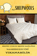 لحاف پشمی تک لحاف پشمی 100 ٪ مونینوس بره پشم 100 ٪ پارچه پنبه قابل شستشو طبیعی طبیعی-thumb