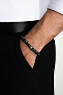 دستبند نقره ای قابل تنظیم مردان با سنگ آژانس خزه طبیعی-thumb