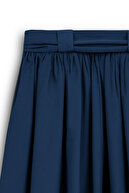 دامن بلند چین دار آبی سرمه ای-thumb