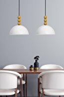 لوستر منجوق چوبی سفید لیپیو چراغ آویز تک اتاق نشیمن آشپزخانه چراغ آرایشگاه نورپردازی تزئینی-thumb