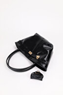 جذابیت زنان و کیف چرمی چرمی با جزئیات سیاه و سفید با بسته بندی مگنت با بسته شدن آهنربا Samira-thumb