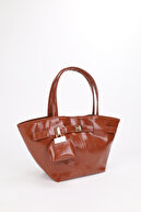 کیف دستی و شانه ای چرم چروک چروک شده برنزه با جزئیات جذاب زنانه با بسته شدن مگنت سمیرا-thumb