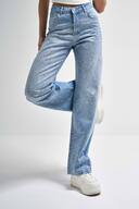 جین زنانه رنگ Doris T6-2S5-3 راسته با طرح 100% پنبه جین جین با سنگ های براق در قسمت جلو-thumb