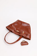 کیف دستی و شانه ای چرم چروک چروک شده برنزه با جزئیات جذاب زنانه با بسته شدن مگنت سمیرا-thumb