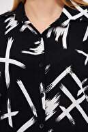 پیراهن آستین بلند زنانه با طرح مشکی-سفید ARM-25K001040-thumb