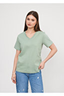 پارچه 100 ٪ پارچه ای interlok به طور منظم تیشرت v-yaka kadım تی شرت-thumb