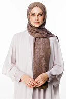 شال دو رو طرح حنا خاکی تیره-رز تیره-thumb