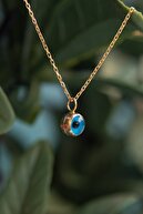 Mücevher Dünyası 14 Ayar Altın Nazar Boncuk Kolye Ucu Mavi