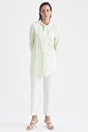 Defacto Kadın Yeşil Desenli Fular Yaka Relax Fit Gömlek Tunik U7151AZ21SM