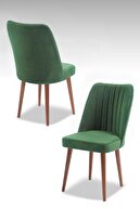 Mymassa Polo Sandalye Yeşil - Ahşap Ceviz Ayak - Mutfak Sandalyesi