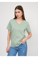 پارچه 100 ٪ پارچه ای interlok به طور منظم تیشرت v-yaka kadım تی شرت-thumb