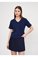 پارچه 100 ٪ پارچه ای interlok به طور منظم تیشرت v-yaka kadım تی شرت-thumb