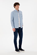 پیراهن پایه آستین بلند مردانه آبی روشن 50296757-VR003-thumb