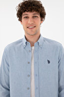 پیراهن پایه آستین بلند مردانه آبی روشن 50296757-VR003-thumb