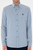 پیراهن پایه آستین بلند مردانه آبی روشن 50296757-VR003-thumb