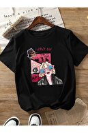 MECH BUTİK Blackpink Rose Apt Baskılı Siyah Beyaz Tişört T-shirt