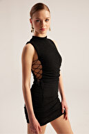 کراوات پر زرق و برق مینی لباس فابیا مشکی-thumb