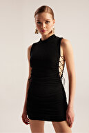 کراوات پر زرق و برق مینی لباس فابیا مشکی-thumb