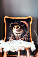 orange fringed furry hat cat