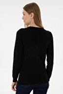 ژاکت زنانه یقه وی پایه مشکی 50293542-VR046-thumb