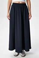 زن لونا لونا کمر جیب نیروی دریایی آبی ماکسی بلند دامن-thumb