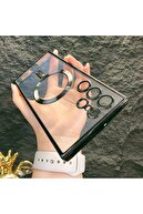 دوربین قاب محافظ Samsung Galaxy S25 Ultra و محافظ در برابر گرد و غبار بلندگو Magsafe پشت سیلیکونی شفاف-thumb