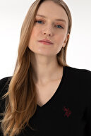 ژاکت زنانه یقه وی پایه مشکی 50293542-VR046-thumb