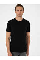 مشکی 100% پنبه اسلیم فیت یقه گرد پایه تیشرت 50306980-VR046-thumb