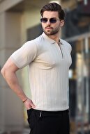 سنگی رنگ چوگان yaka Zippered Men E7298-thumb