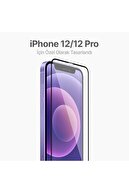 Apple iPhone 12 - 12 برنامه سازگار با دستگاه با قاب مشکی دستگاه محافظ صفحه نمایش شیشه ای کامل-thumb