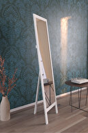 آینه تمام قد چوبی طبیعی سفید 145x40 سانتی متر-thumb