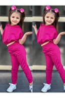 ست پائین دختر بچه آستین کوتاه کلاه دار کمر الاستیک و شلوار لباس مسافرتی مهد کودک دبستان-thumb