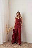 کت و شلوار کت و شلوار کت و شلوار جلیقه شرابی زنانه کت و شلوار 3 تیکه-thumb