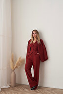 کت و شلوار کت و شلوار کت و شلوار جلیقه شرابی زنانه کت و شلوار 3 تیکه-thumb