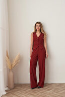 کت و شلوار کت و شلوار کت و شلوار جلیقه شرابی زنانه کت و شلوار 3 تیکه-thumb