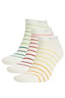 Defacto Kadın Beyaz Desenli 3'Lü Patik Çorap V9715AZ21HS
