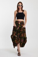 دامن الاستیک کمردار جیب دار زنانه با چاپ ویسکوز گلدار به سبک بوهمی-thumb