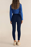 جوراب شلواری کشباف تابستانی درجه یک، آجدار، لیفتینگ اینترلاک آبی سرمه ای