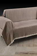 روکش مبل لبه دار 100% نخی | مبل پرتاب 180x300 سانتی متر قهوه ای-thumb