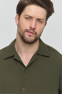 پیراهن تابستانی مردانه گشاد با بافت اورسایز پیراهن مردانه گاه به گاه خاکی-thumb