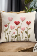 قاب بالش پرتابی 2 تکه با الگوی گلدوزی دیجیتال چاپ شده با تم قلب-thumb