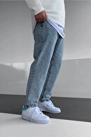 شلوار جین گشاد با اسید واش مردانه وآبی روشن-thumb