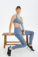 شلوار جوراب شلواری زنانه آبی فاق بلند Lycra Piece Outdoor Sights 0674-thumb