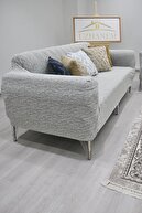 روکش مبل 3 نفره ژاکارد، روکش مبل مبل تختخوابشو (محتوای محصول 1 قطعه) خاکستری سنگی-thumb