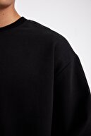 اورسایز Wide Fit یقه گرد سویشرت ساده ساده پایه ضخیم T5139az24au-thumb