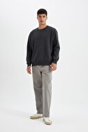 اورسایز Wide Fit یقه گرد سویشرت ساده ساده پایه ضخیم T5139az24au-thumb